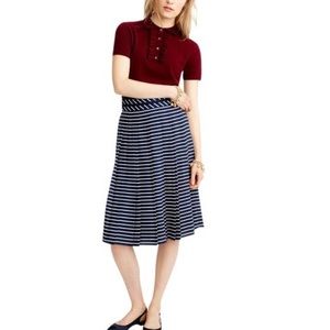 J.Crew Stripe double Pleated Midi Skirt